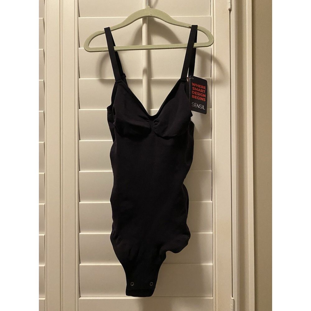 Sensil Women's Size XS/S Black One Piece Thong Bodysuit Body Shaper‎